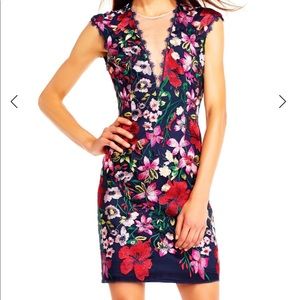 Aidan Mattox Embroidery Floral Dress
